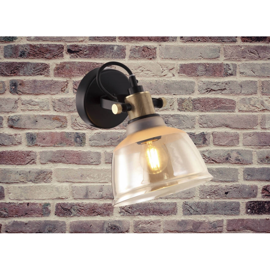 Væglampe ASGARD 1xE27/11W/230V beige/sort/gylden