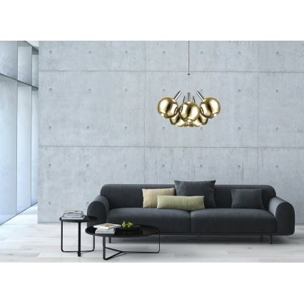 LED lysekrone på kabel BALLS 6xLED/5W230V guld/mat krom