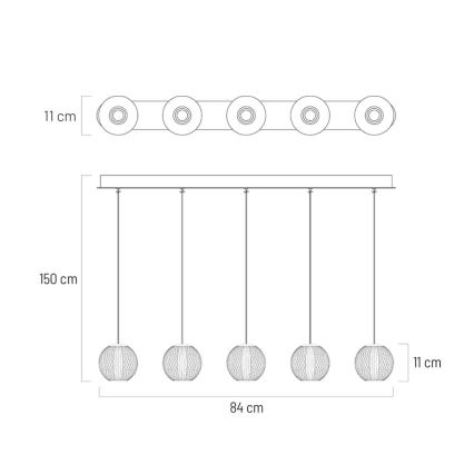 LED pendel ESMOND 5xLED/4,8W/230V skinnende krom