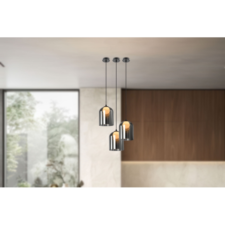 KLEA Pendellampe 1xG9/15W/230V Røg Sort