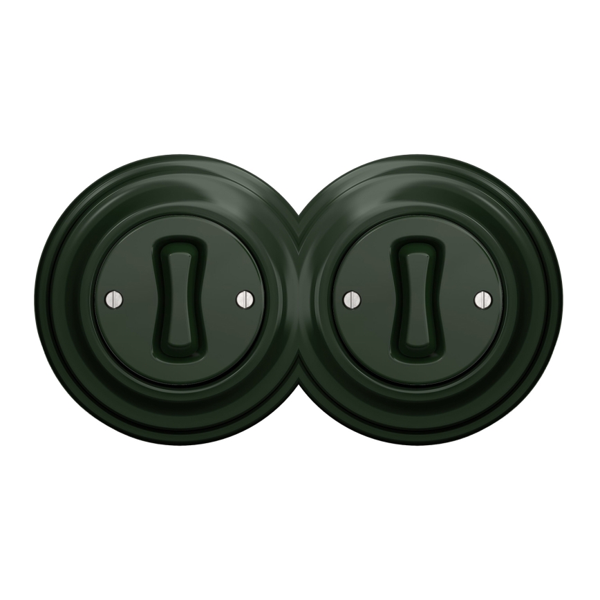 Kliklap - Dobbelt etpolet retroafbryder med ramme nr. 1 grøn