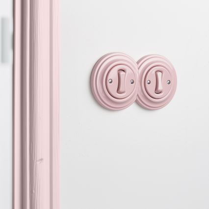 Kliklap - Dobbelt retro enpolet afbryder med ramme nr. 1, gammelrosa