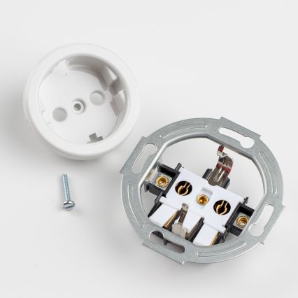 Kliklap - Dobbelt retro stikkontakt til hjemmet med ramme SCHUKO 230V/16A keramisk hvid