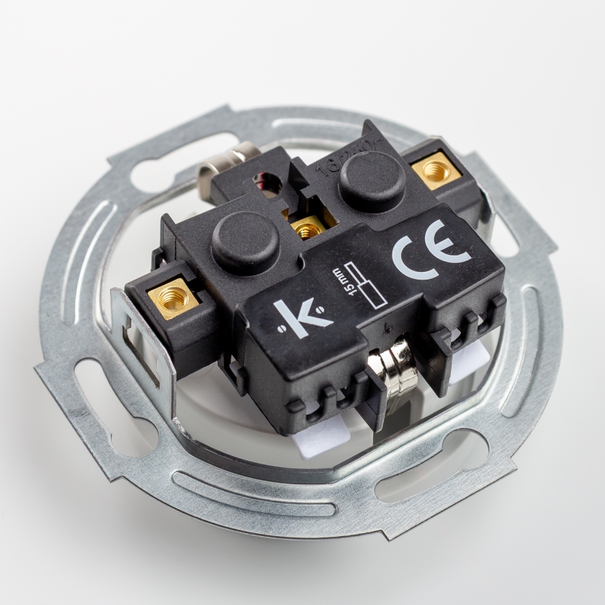 Kliklap - Dobbelt retro stikkontakt til hjemmet med ramme SCHUKO 230V/16A keramisk hvid