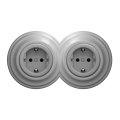 Kliklap - Dobbelt retro stikkontakt til hjemmet med ramme SCHUKO 230V grå