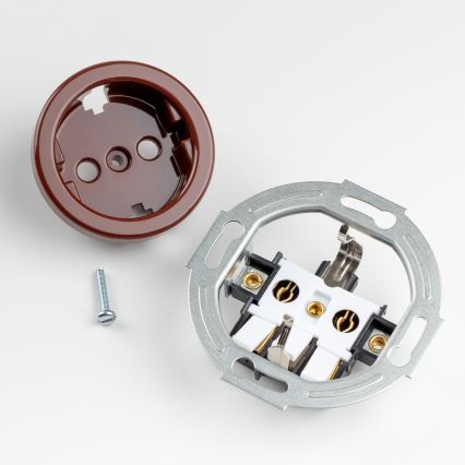 Kliklap - Dobbelt retro stikkontakt til hjemmet med SCHUKO-ramme 230V brun