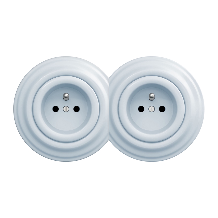 Kliklap - Dobbelt retrostikkontakt med ramme 230 V blå