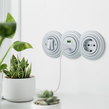 Kliklap - Retro afslutningsramme, keramisk, hvid