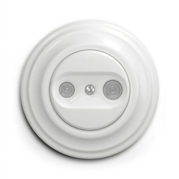 Kliklap - Retro antenneudtag TV+R (afsluttende) med ramme, snehvid