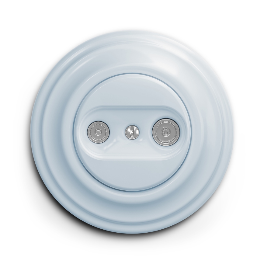 Kliklap - Retro antenneudtag TV+R (endestik) med ramme, blå