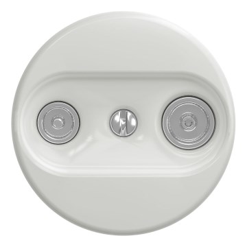 Kliklap - Retro antenneudtag TV+R (gennemgående), rammeløst, keramisk hvid