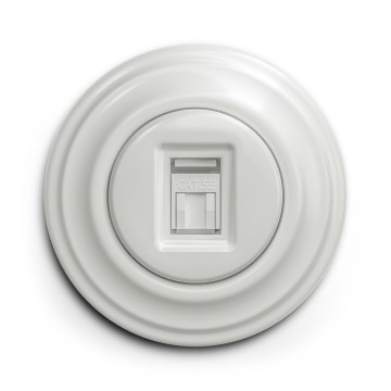 Kliklap - Retro dataudtag med ramme, keramisk, hvid