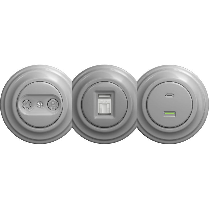 Kliklap - Retro dataudtag uden ramme grå