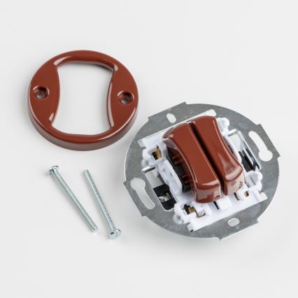 Kliklap - Retro dobbelt trappeafbryder med ramme nr. 6+6, brun