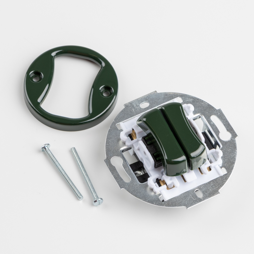 Kliklap - Retro dobbelt trappeafbryder med ramme nr. 6+6, grøn