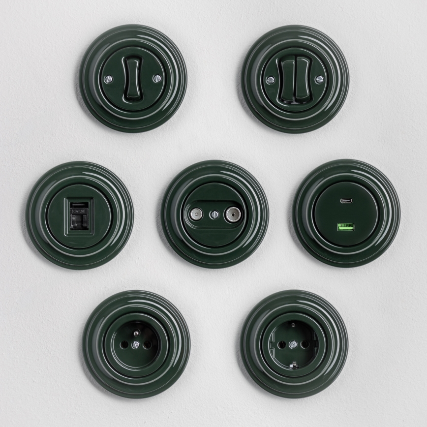 Kliklap - Retro dobbelt trappeafbryder med ramme nr. 6+6, grøn