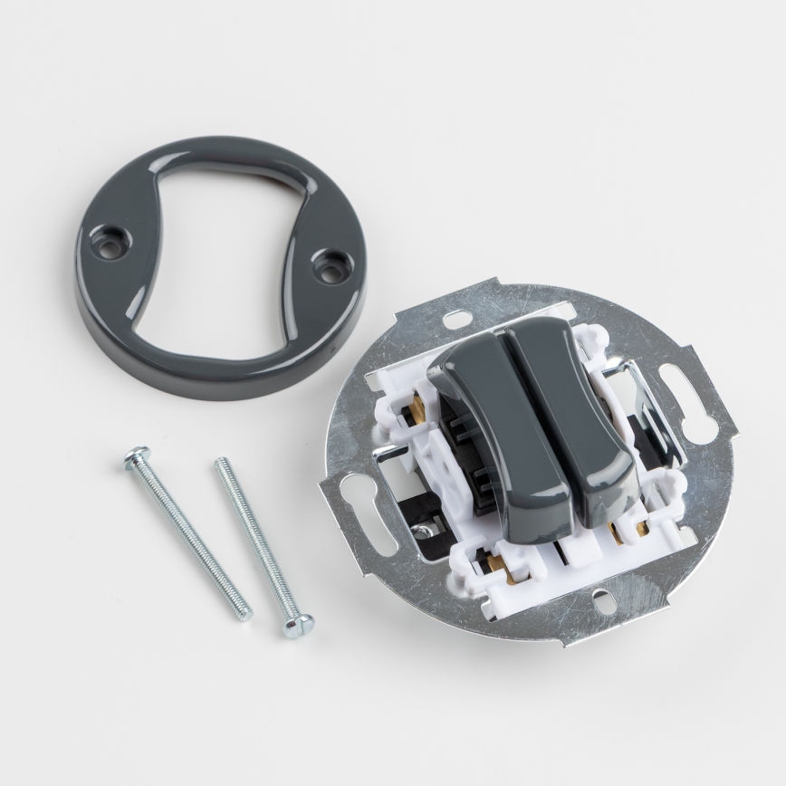 Kliklap - Retro dobbelt trappeafbryder med ramme nr. 6+6 i antracit