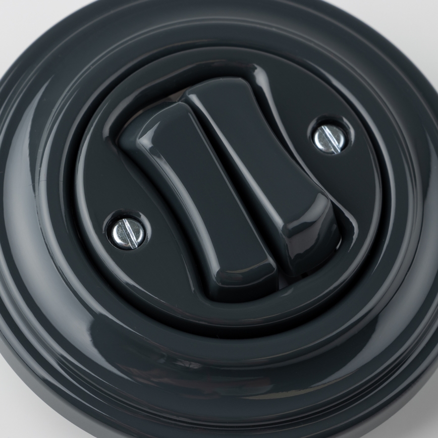 Kliklap - Retro dobbelt trappeafbryder med ramme nr. 6+6 i antracit