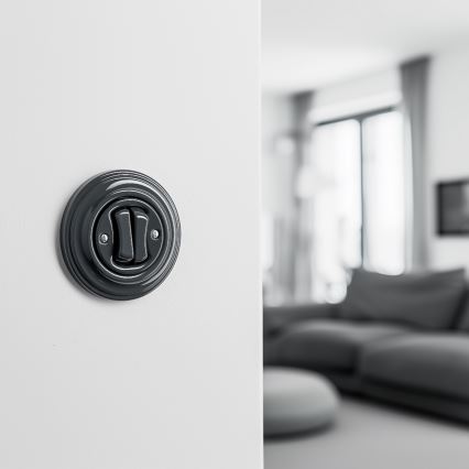 Kliklap - Retro dobbelt trappeafbryder med ramme nr. 6+6 i antracit