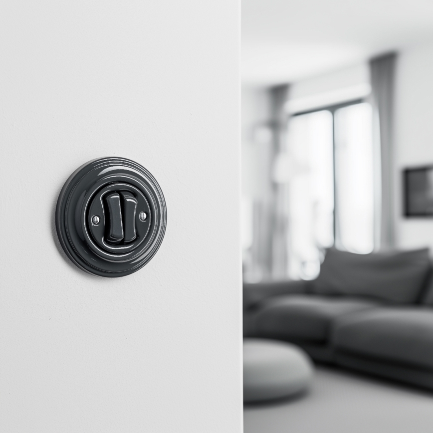 Kliklap - Retro dobbelt trappeafbryder med ramme nr. 6+6 i antracit