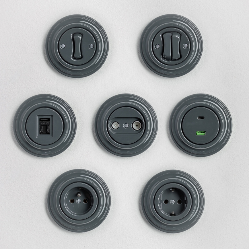 Kliklap - Retro dobbelt trappeafbryder med ramme nr. 6+6 i antracit