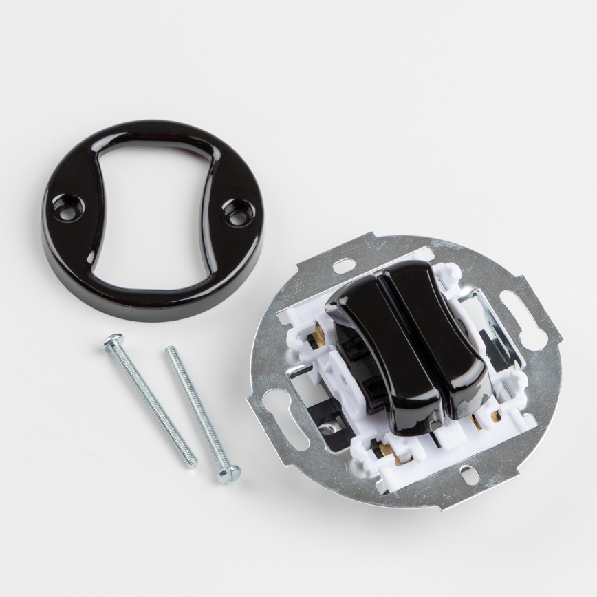 Kliklap - Retro dobbelt trappeafbryder med ramme nr. 6+6 sort