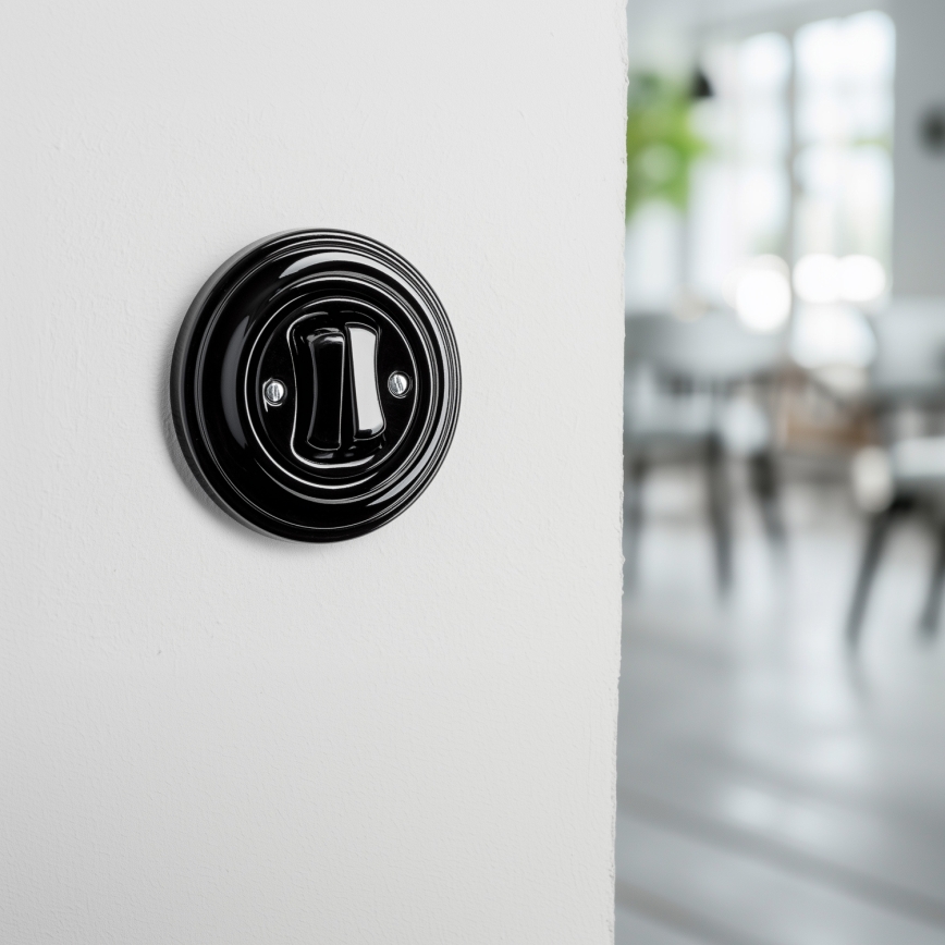 Kliklap - Retro dobbelt trappeafbryder med ramme nr. 6+6 sort