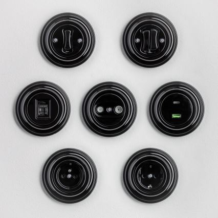 Kliklap - Retro dobbelt trappeafbryder med ramme nr. 6+6 sort