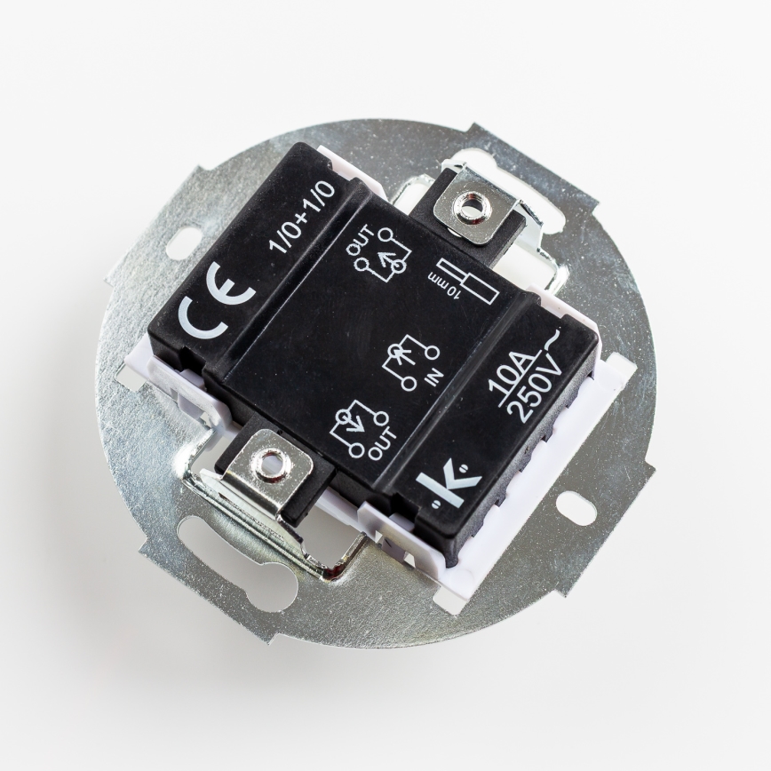 Kliklap - Retro dobbelt trykknap med ramme, keramisk hvid