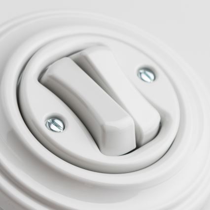 Kliklap - Retro dobbelt trykknap med ramme, keramisk hvid