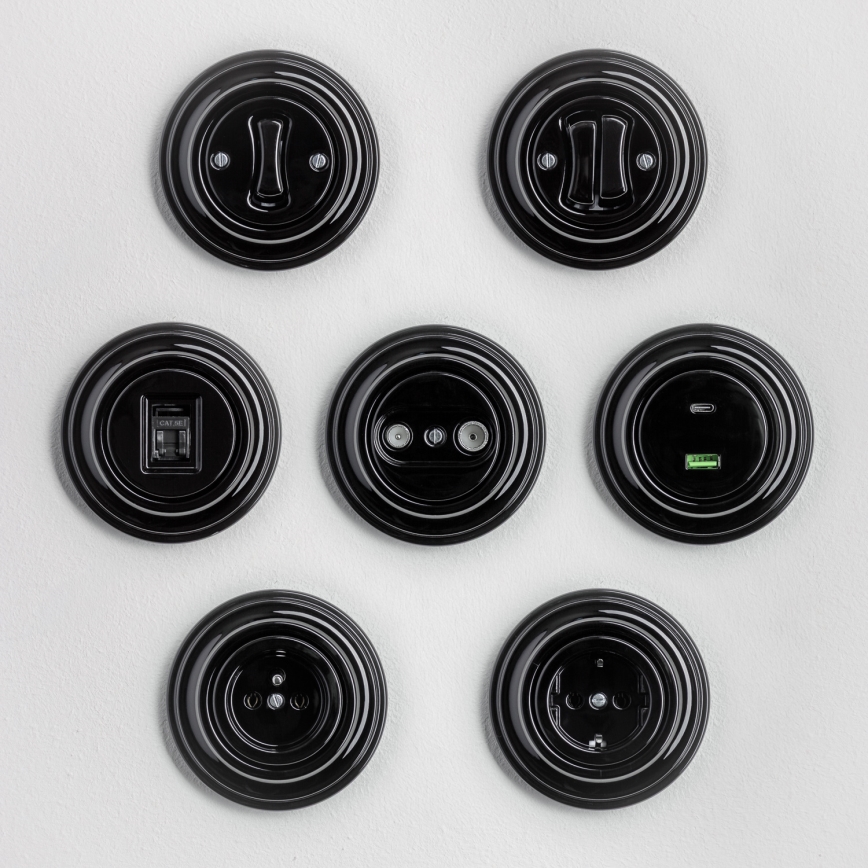 Kliklap - Retro dobbelt trykknap med sort ramme