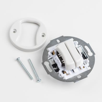 Kliklap - Retro dobbelt trykknap uden ramme i hvid keramik