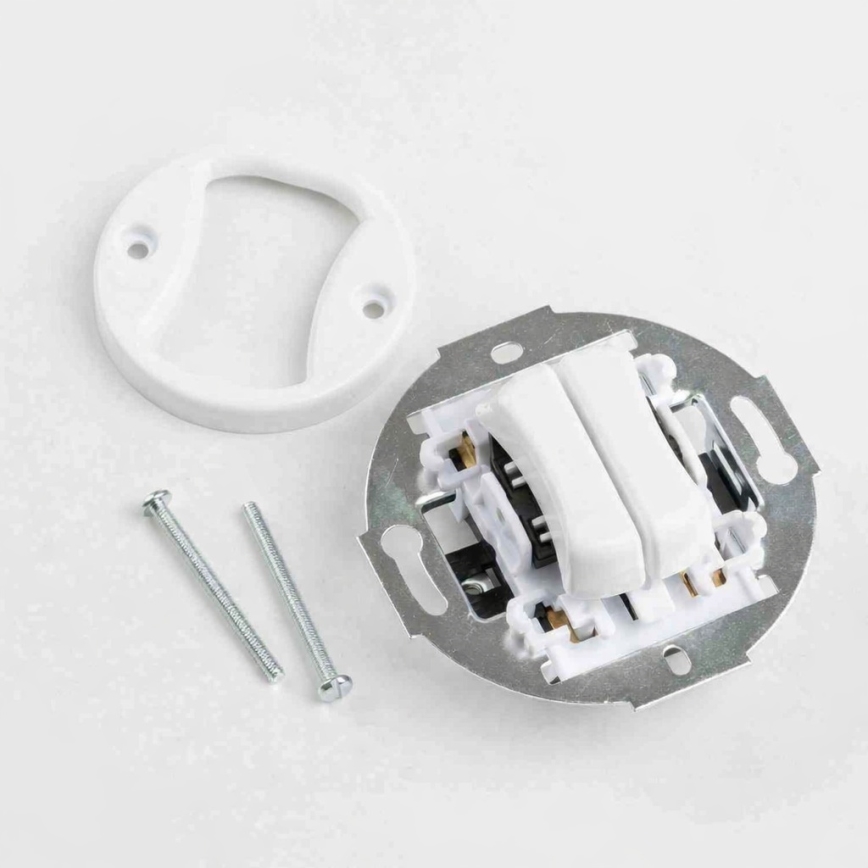 Kliklap - Retro dobbelt trykknap uden ramme, snehvid