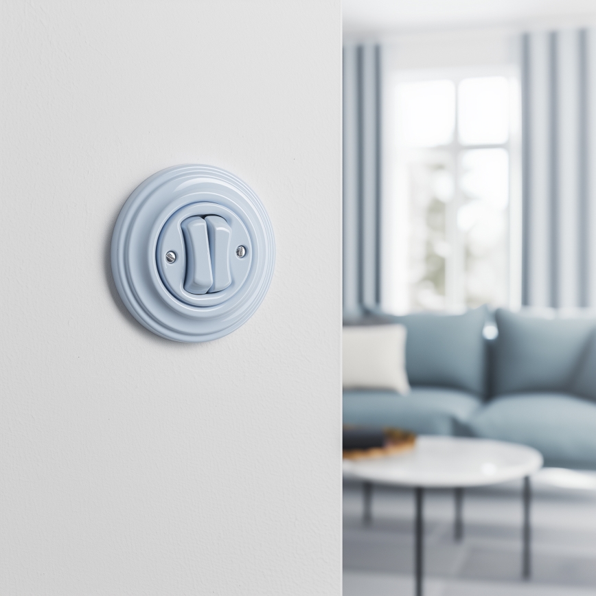 Kliklap - Retro dobbeltknap med ramme, blå