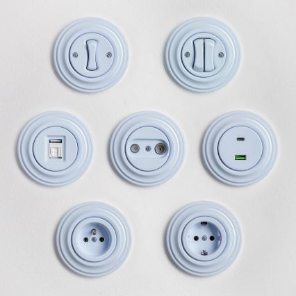 Kliklap - Retro dobbeltknap med ramme, blå