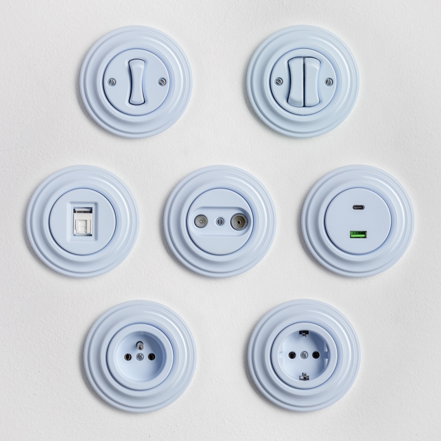 Kliklap - Retro dobbeltknap med ramme, blå