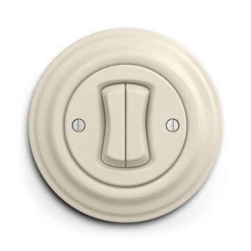 Kliklap - Retro dobbeltrykknap med ramme, beige