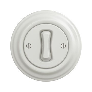 Kliklap - Retro enkeltpolet afbryder med ramme nr. 1, keramisk hvid