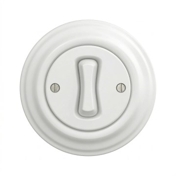 Kliklap - Retro enkeltpolet afbryder med ramme nr. 1 snehvid