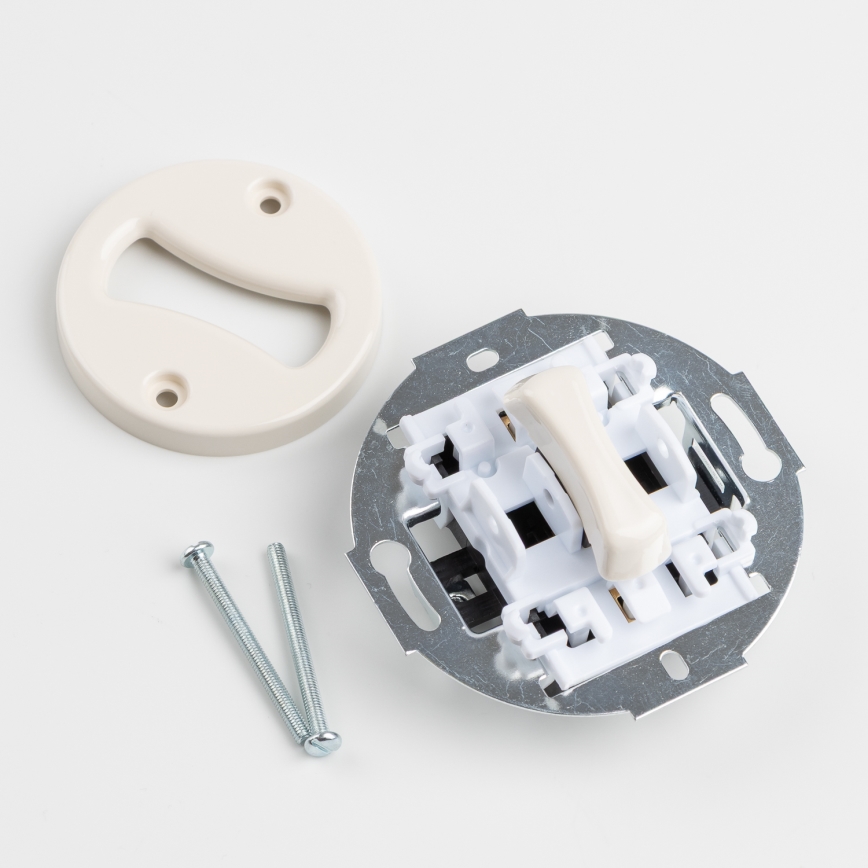 Kliklap - Retro enpolet afbryder nr. 1 og 230 V-stikkontakt med ramme beige