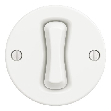 Kliklap - Retro enpolet afbryder rammeløs nr. 1 snehvid