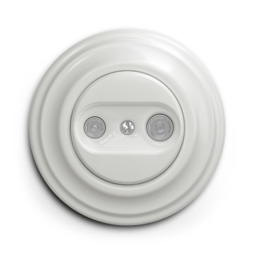 Kliklap - Retro gennemgående TV- og radioudtag med keramisk ramme, hvid