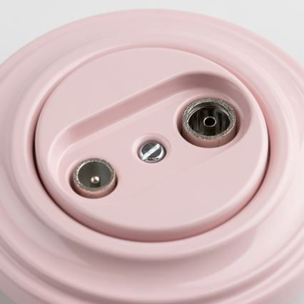 Kliklap - Retro gennemgående TV- og radioudtag (TV+R) med ramme, støvet rosa