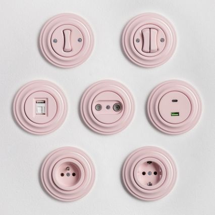 Kliklap - Retro-knap med ramme i støvet rosa