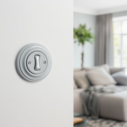 Kliklap - Retro krydsafbryder med ramme nr. 7, grå