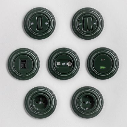 Kliklap - Retro krydsafbryder med ramme nr. 7 grøn