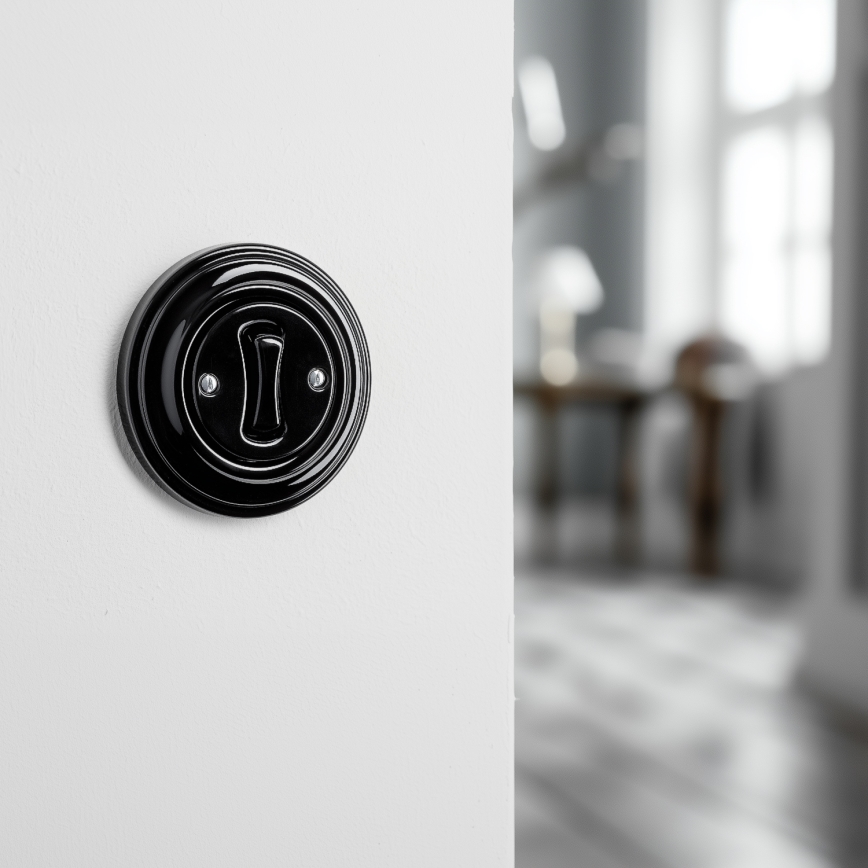 Kliklap - Retro krydsafbryder med ramme nr. 7, sort