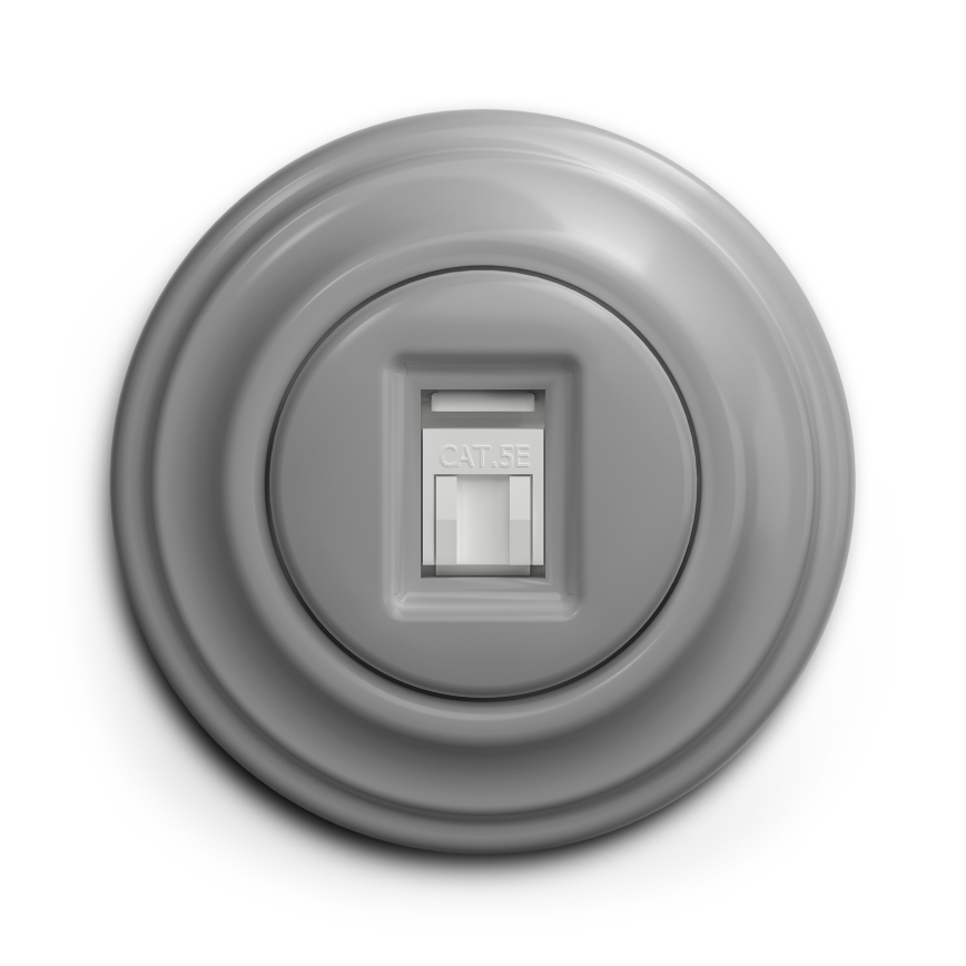 Kliklap - Retro netværksudtag med grå ramme