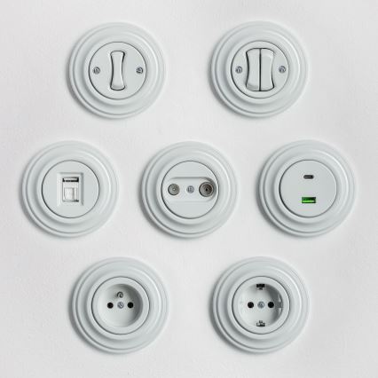 Kliklap - Retro ramme, enkel, keramisk hvid