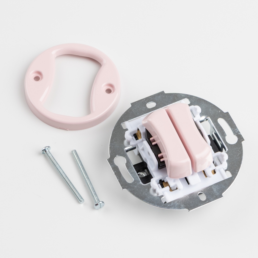 Kliklap - Retro rammeløs dobbeltafbryder, støvet rosa